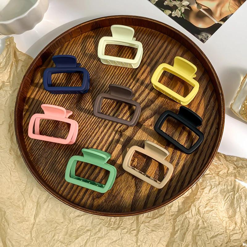 New Small Hair Claw Clips Women Square High Ponytail Clip Clamp Korean Simple Matte Non Slip Barrettes Girl Hair Accessories