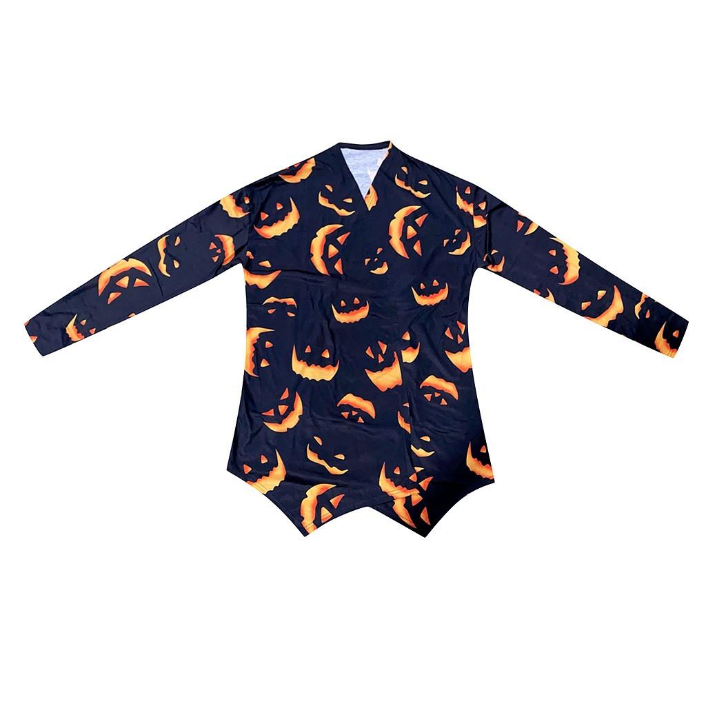 Cardiganjakke med Halloween-kattetrykk for kvinner