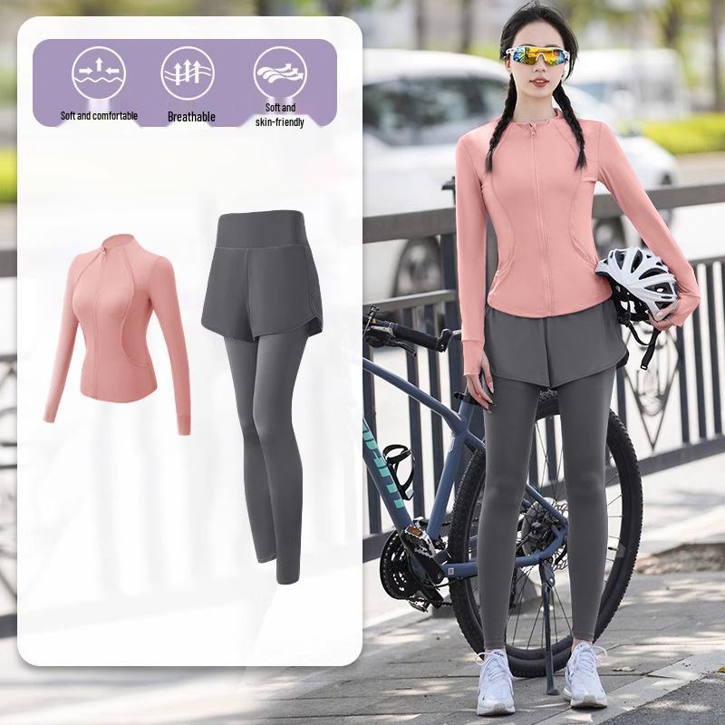 Women's Quick-Dry Long Sleeve Sports Set - Spring Fitness Cardigan for Outdoor Activities