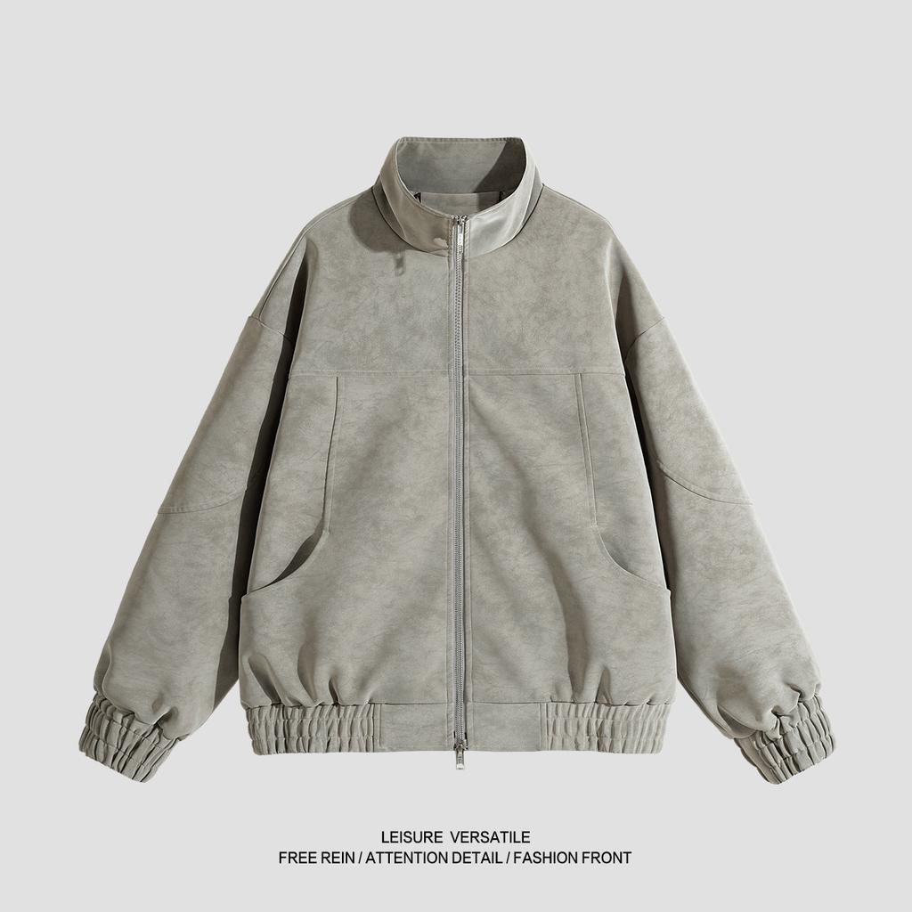 Minimalist PU Leather Jacket Jacket Men's Winter Stand-up Collar Leather Couple Senior Sense Retro Biker Men's Jacket Breathable Work Casual Jacket