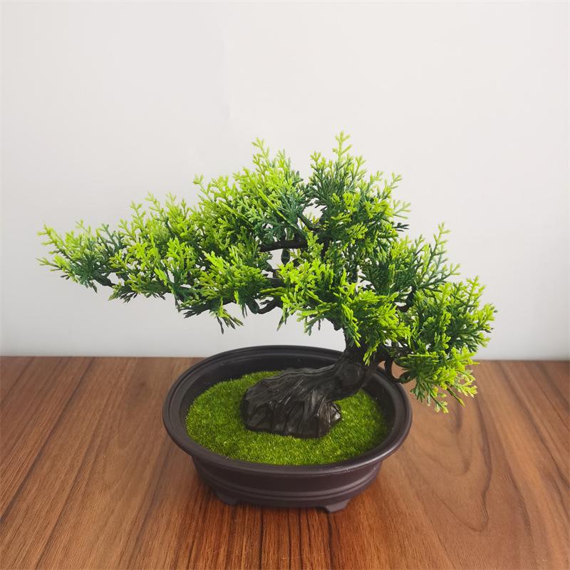 Indoor Welcoming Pine Bonsai: Artificial Potted Plant Decor for Home, Living Room, or Office