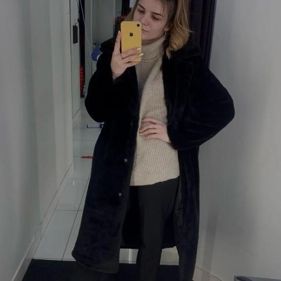 Winter Imitation Rabbit Fur Coat Women'S Extended Belt Belt Imitation Fur Coat Thickened Warm Plush Coat