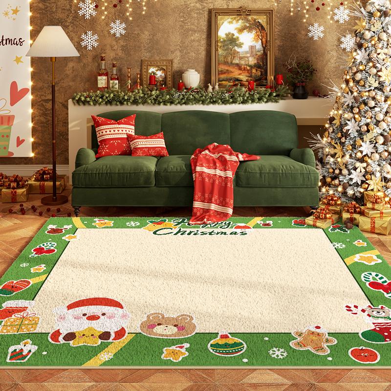 Christmas Living Room Decoration Rug Large Area Anti-slip Mat Fluffy Soft Children Rugs Cute Cartoon Bedroom Decor Plush Carpet