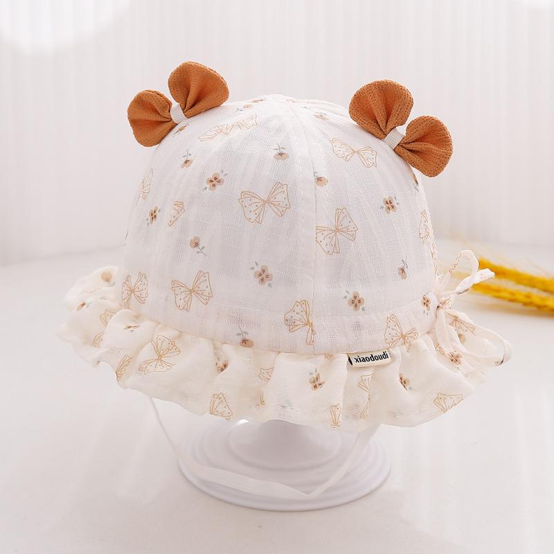 

Детская шапка весенне-осенняя тонкая для девочки в принцессном стиле шляпа-панама для прогулок и защиты от солнца детская шляпа-ведерко