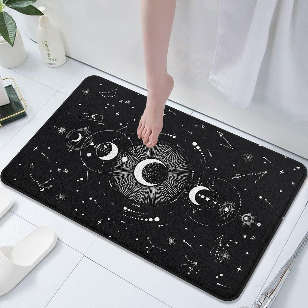 Black and White Boho Gothic Moon Doormat Home Decor Carpet for Living Room Kitchen Hallway Balcony Rugs Bathroom Anti-slip Mat