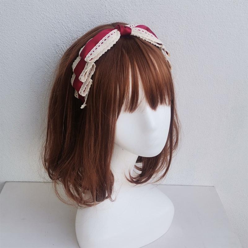 Multicolor Lolita Lace Hair Hoop Sweet Big Bowknot Headband Handmade Hair Accessories Gift for Girlfriend Daughter