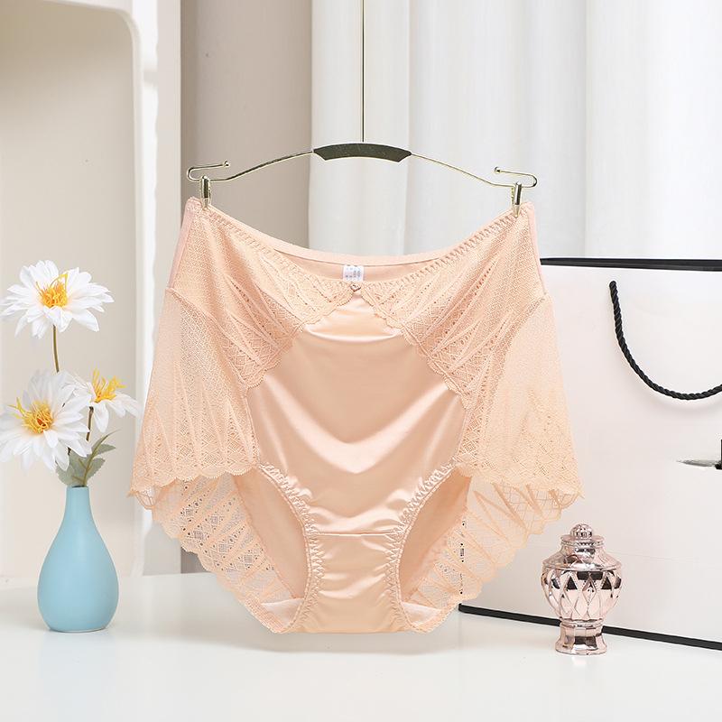 

Женское нижнее белье с высокой талией и кружевным лоскутным бельём, дышащее, утягивающее живот, бесшовные трусики-треугольники большого размера XL