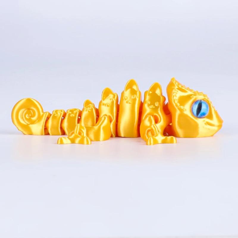 3D-gedrucktes Chamäleon-Echsen-Spielzeug - Gelenkige flexible Gelenke, Stressabbau Fidget-Spielzeug, Coole Schreibtischdekoration für Zuhause & Büro