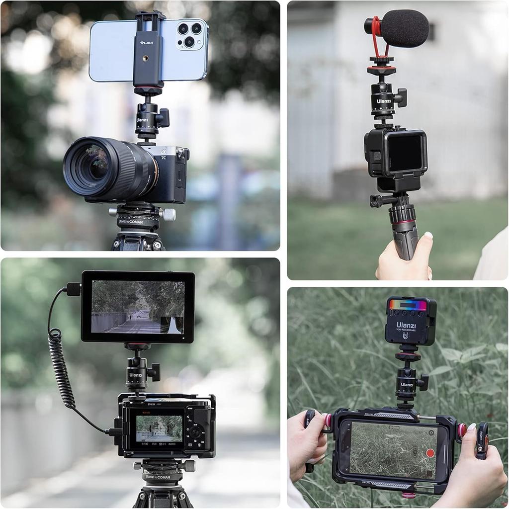 Ulanzi 2867 H28 Ball Head, 360° Rotating Panoramic Head for Cameras, with Cold Shoe Mount for Tripods and Monopods