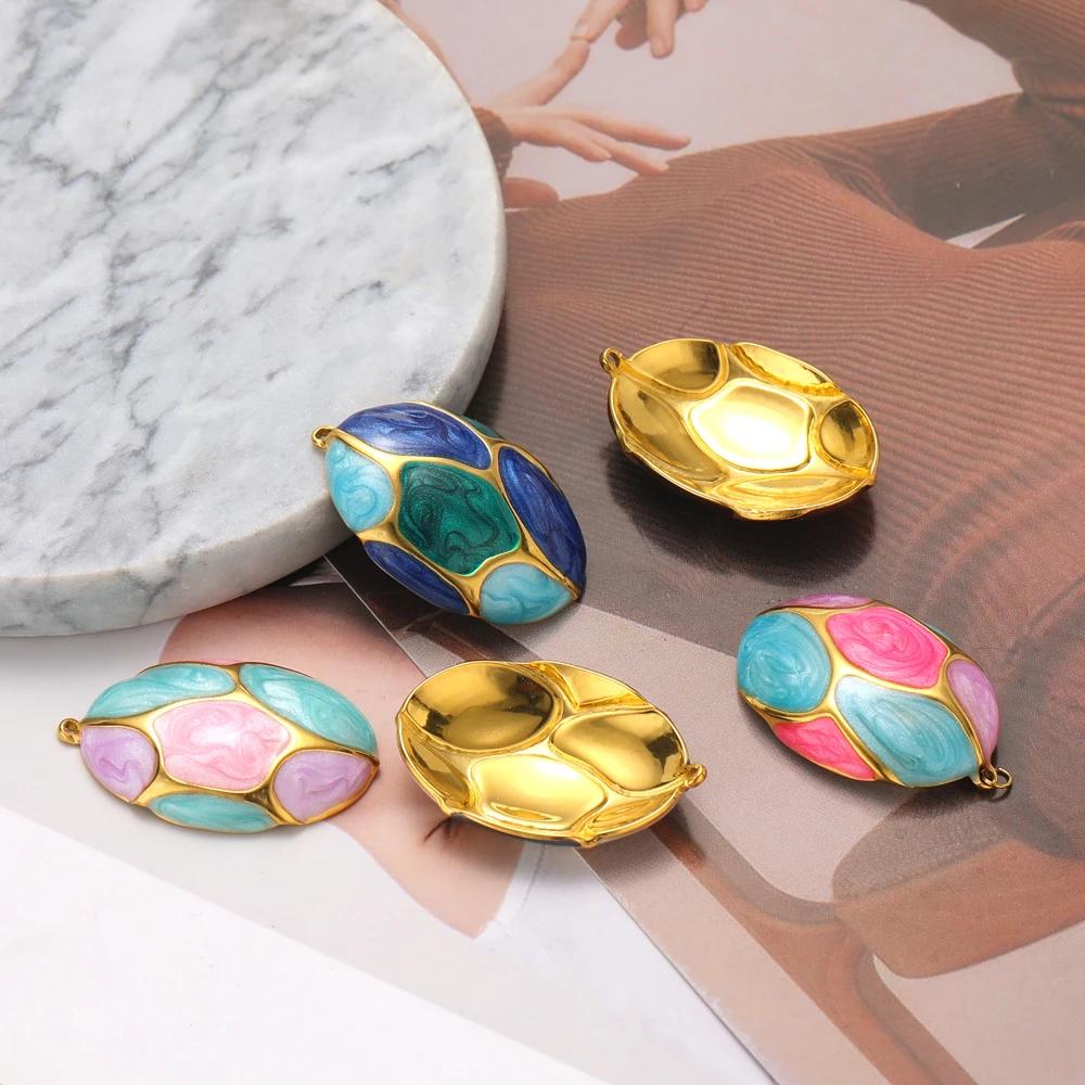 5pcs Stainless Steel Enamel Dinosaur Egg Charms Pendants for DIY Children Necklaces Boho Jewelry Earrrings Making Supplies