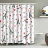 Fashionable Shower Curtain Featuring Iconic Eiffel Tower Design With Red Hearts Pattern For Romantic Paris Theme Decor In Bathro