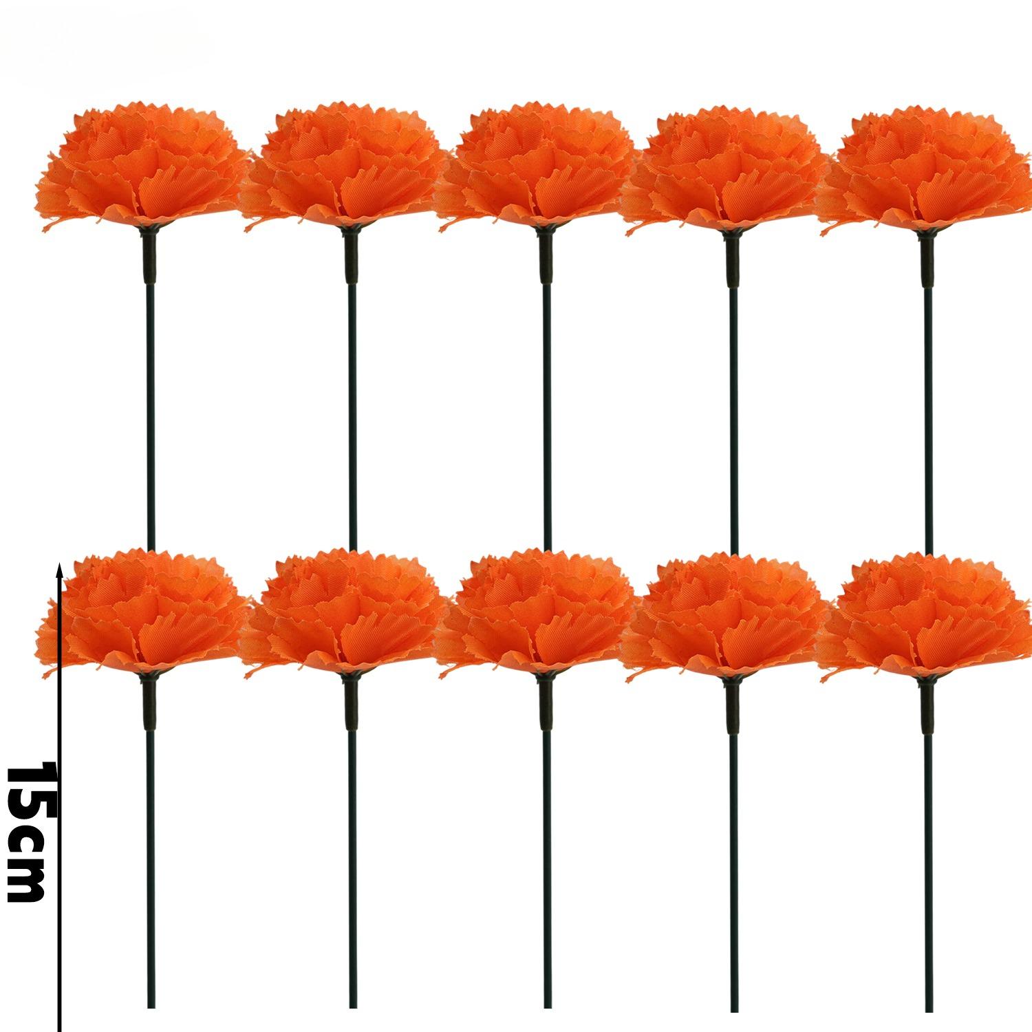 10/60pcs Artificial Marigold Flower with Stems Fake Marigold Flower Garland Halloween Wedding DIY Party Craft Home Decorations (orange,10PCS)