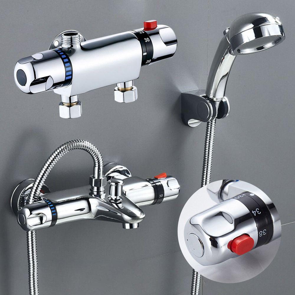 Miscelatore Termostatico Doccia Cromato Fondo Rubinetto Bagno Barra Esterna Miscelatore Doccia Accessori Bagno Valvola Rubinetto