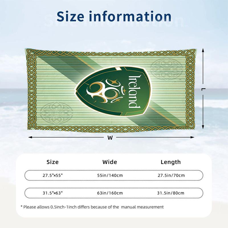 Ireland Rugby Fashion Beach Towel Portable Soft Quick Dry Towel For Swimming Camping Holiday Use