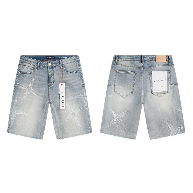 Cross-border Trendy Brand PURPLE BRAND JEANS European and American High Street Loose and Versatile Jeans Shorts Men's and Women's Tide