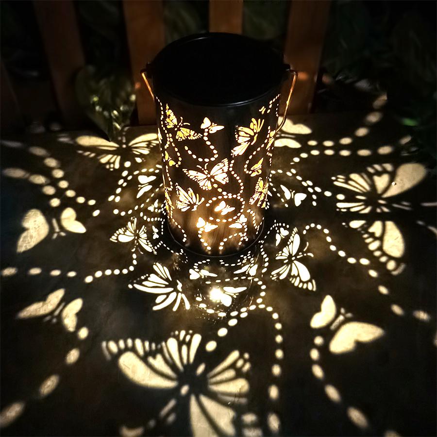1PC Butterfly  Solar-Powered Outdoor Lantern  Durable Plastic Outdoor LED Lanterns for Patio, Garden, Balcony Decor  Fence