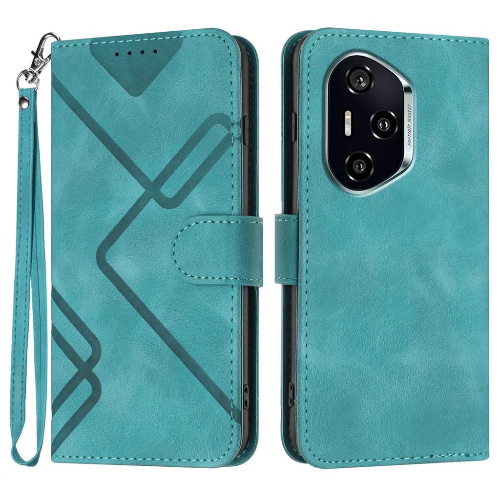 Für Honor 400 Brieftasche Hülle Liniengedrucktes PU-Leder Handyhülle mit Riemen