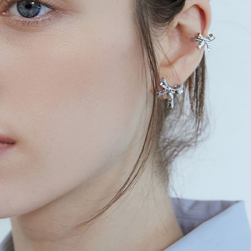 ADAUL Dewey ribbon mini earcuff - silver