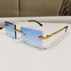 Popular Vintage Rimless Snake Square Sunglasses Men Women Luxury Brand Designer Travel Driving Metal Cutting Sun Glasses UV400