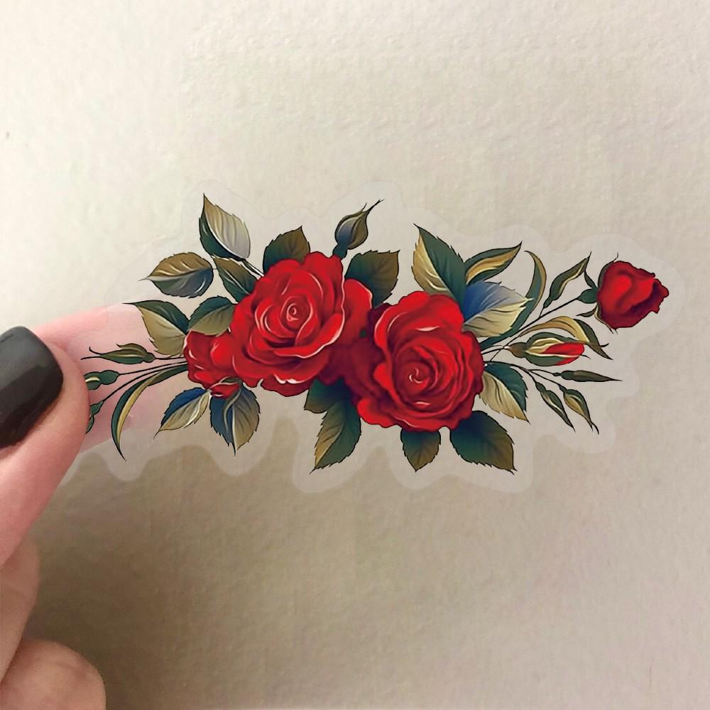 Floral Ink PET Transparent Stickers for Phone, Laptop, Suitcase, and Cup Decoration