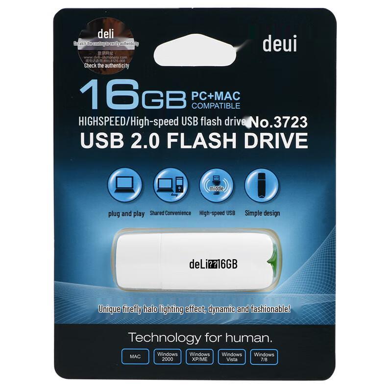Deli 3723 16GB USB 2.0 Swivel Mini Flash Drive