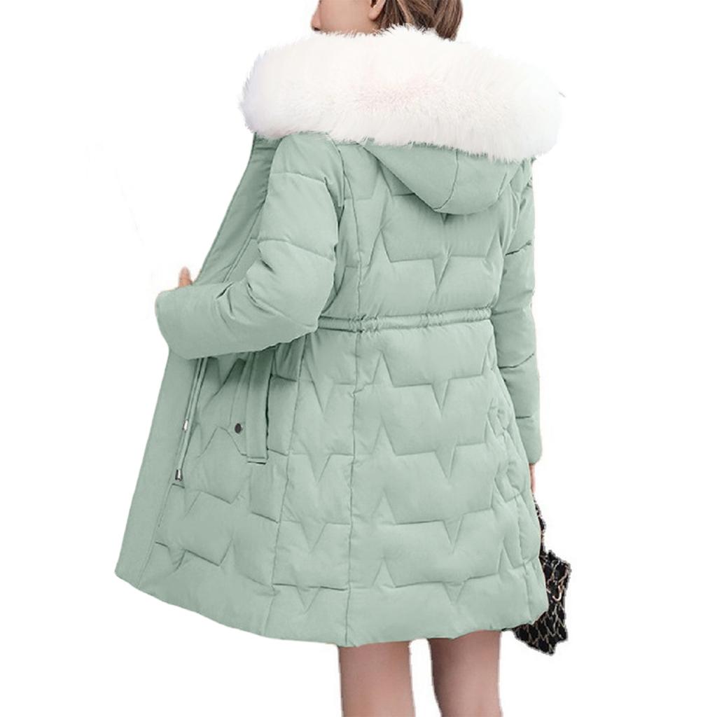 Damen Lockerer Mittellanger Slim Fit Daunen Baumwolljacke