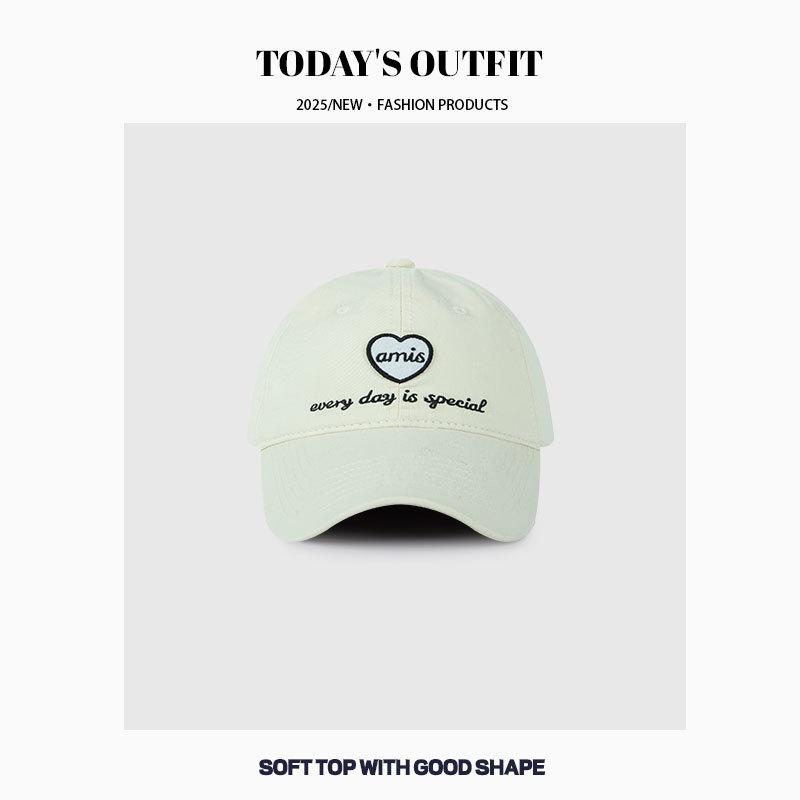 New Soft Top Love Embroidery Face Showing Small Baseball Hat for Women In Spring and Summer Korean Version Versatile Sun Protection Baseball Cap
