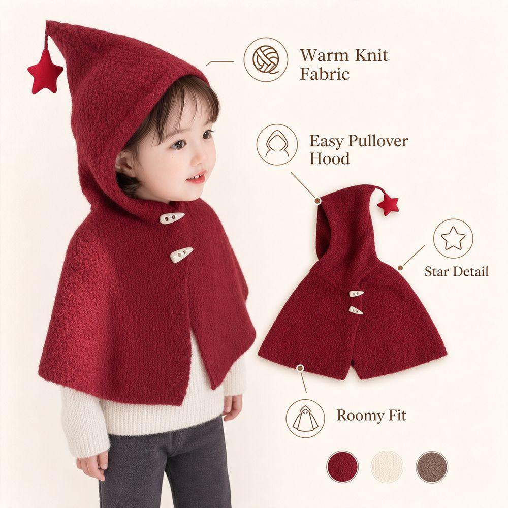 Windproof Kids Hooded Cloak Star Toddler Pullover New Hooded Cape Jacket for Toddlers