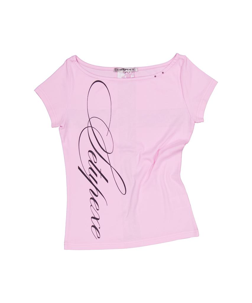 Setup Exe Lace Cross T-Shirt / Pink