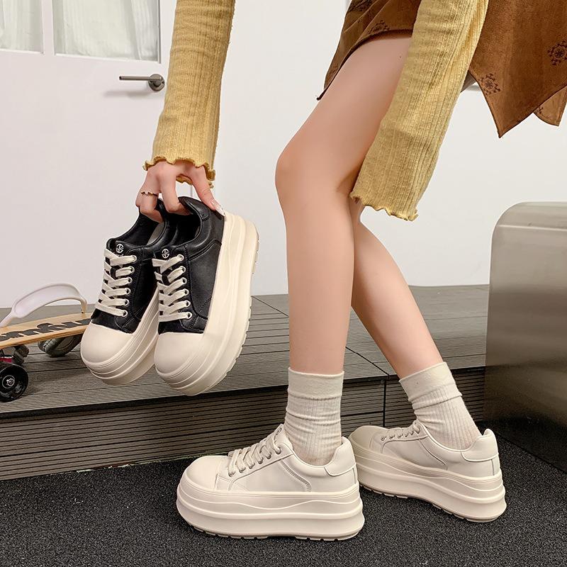 Platform white shoes women's new versatile comfortable small height increase casual breadboard shoes