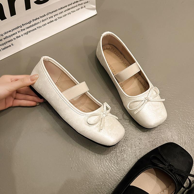 Bow single shoes summer new with skirt soft-soled ballet single shoes women