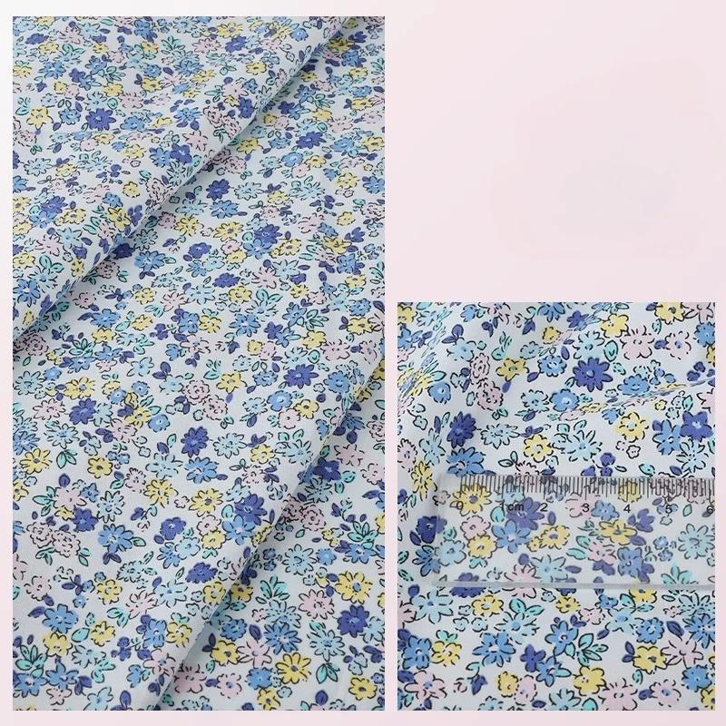 Wide 145cm Pastoral Flower Summer Poplin Cotton Fabric for DIY Children's Clothing Cloth Making Bedding Quilt Decoration Home