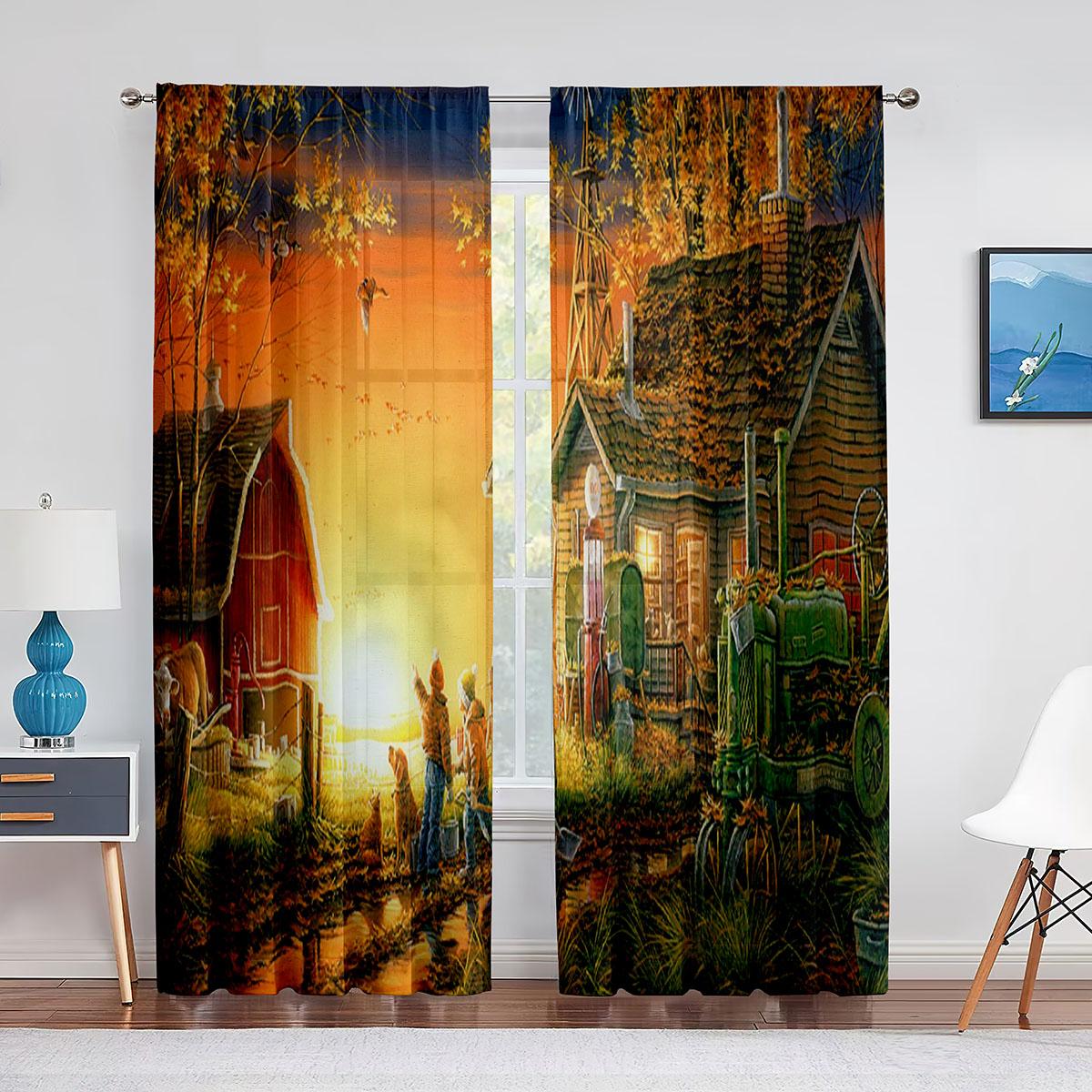 Загородная ферма-сарай с петухом и восходящим солнцем — фото 8