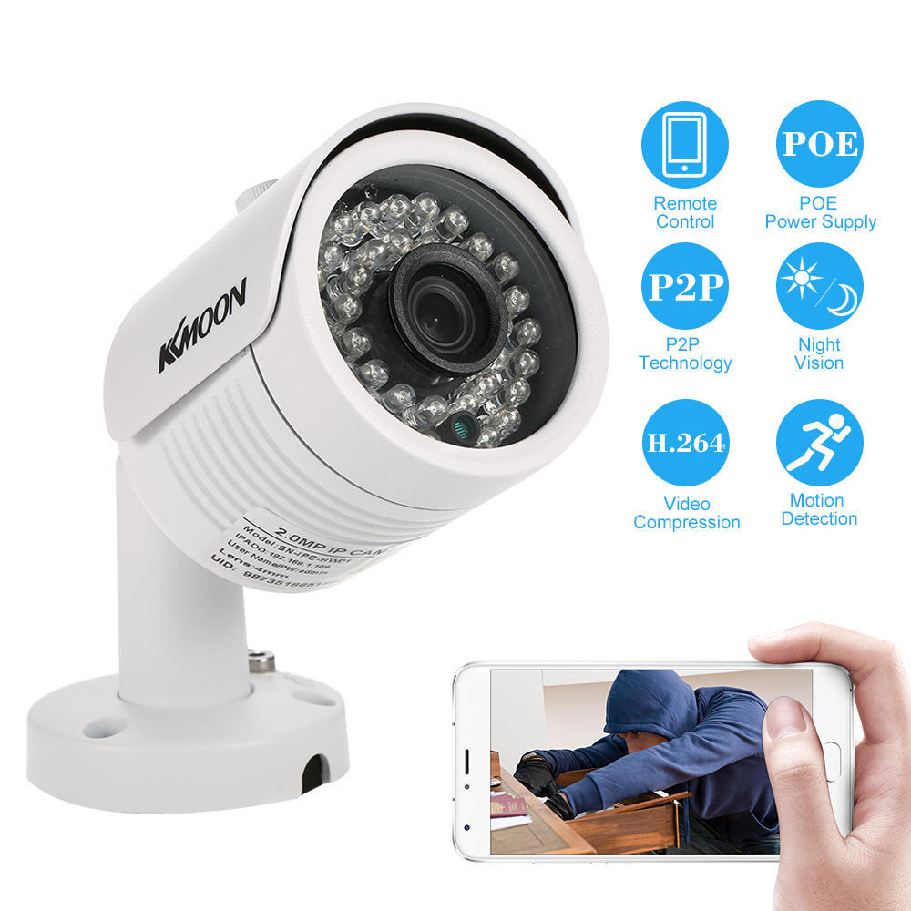 KKmoon 1080P HD POE IP Camera 2.0MP 36PCS IR Lamps IR-CUT Security Night Vision