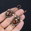 Lovely Carnelian Gemstone Handmade Pure Copper Wire Wrapped Earring Jewelry