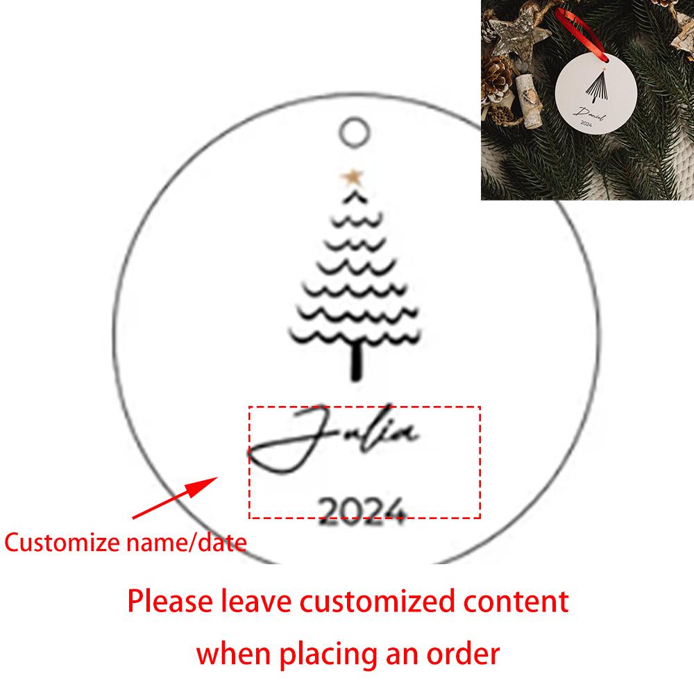 Personalized 5Pcs Christmas Tree Wood Ornament Minimalist Tree Baubles Winter Wedding Favors Keepsake Home Hanging Decoration