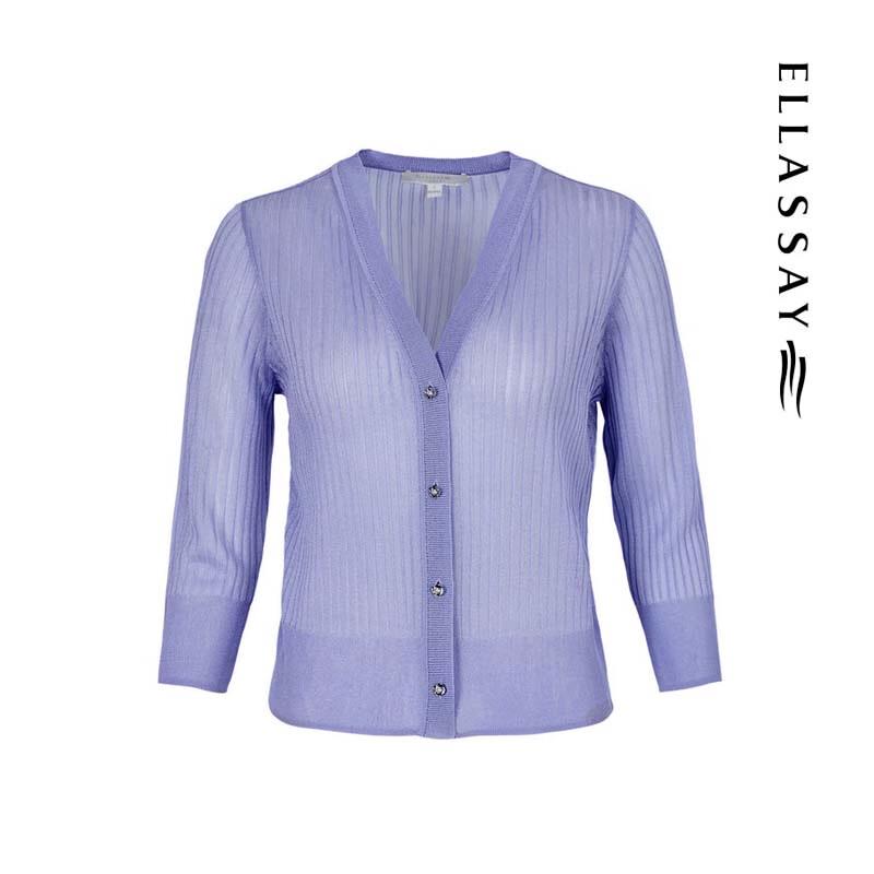 ELLASSAY Women's V-Neck Knit Cardigan