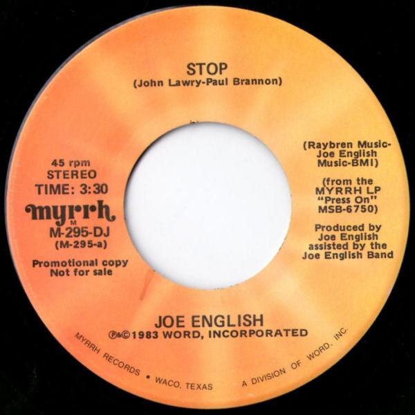 

7inch Record JOE ENGLISH - Stop M295DJ Myrrh 1983 US Pop Used