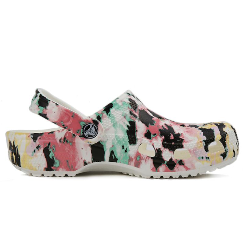 Crocs Classic Clog Pattern Shoe Multi Color Splicing Unisex 'Black Pink Green'