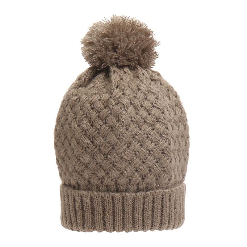 Winter Velvet Corn Hat Cute Wool Ball Solid Color Knitted Hat Warm Toe Cap Women'S Wool Hat Versatile