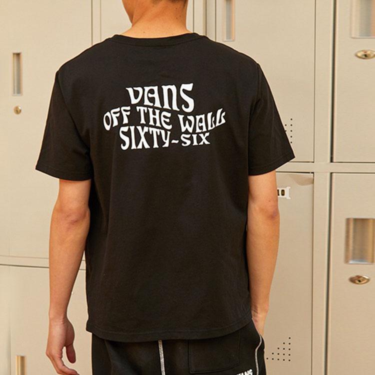 Vans Bagua Pattern Letter Print Loose Short Sleeve T-Shirt Unisex Tops Black VN0A5HAIBLK
