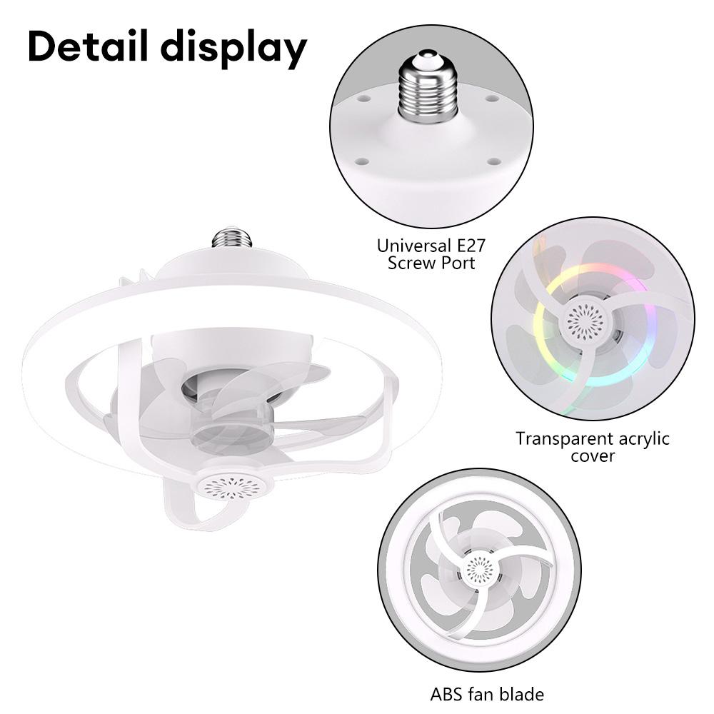 50W Ceiling Fan with Light E27 Converter Base Ventilator LED Lamp Fan w/Remote Control Smart Silent Fans for Bedroom Living Room