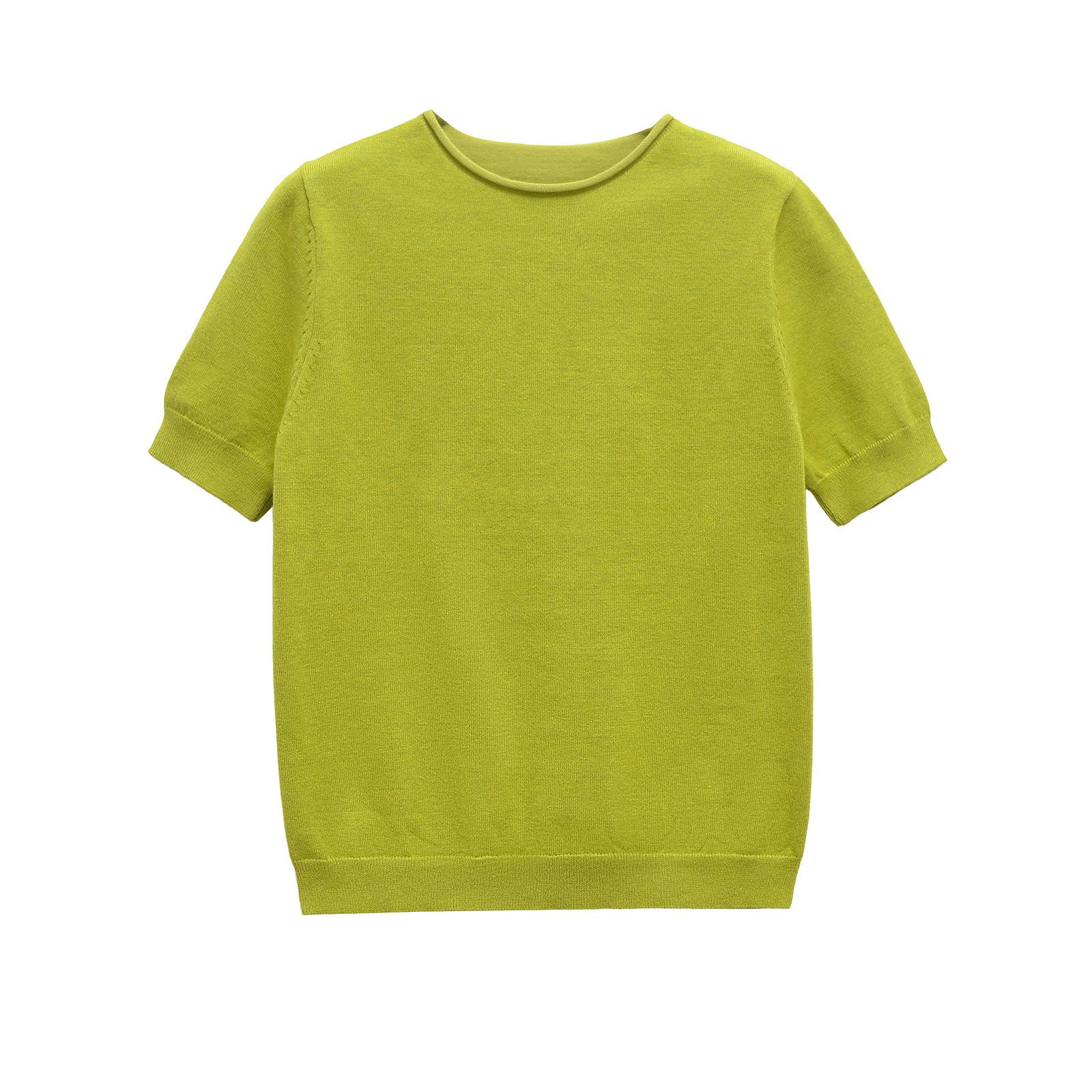 

Женский весенний топ с коротким рукавом из мягкого трикотажа в европейском и американском стиле, 2025 Large зелёный