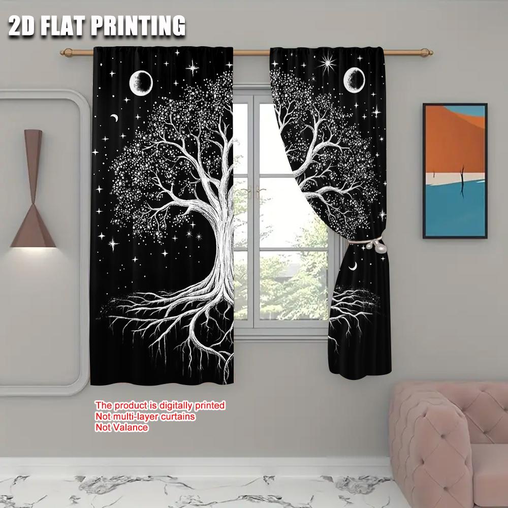 2pc     Party Curtains The Tree of Life Machine Washable Polyester  Without Electricity Party Decorations Use for Holiday Party