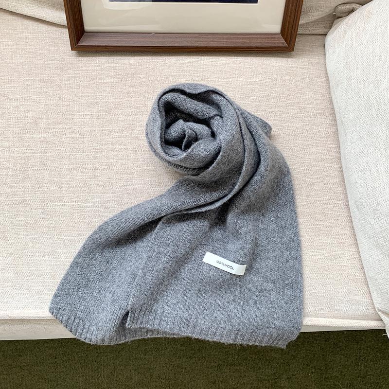 Unisex Solid Color Australian Wool Scarf: Warm, Versatile Knitted Neck Warmer