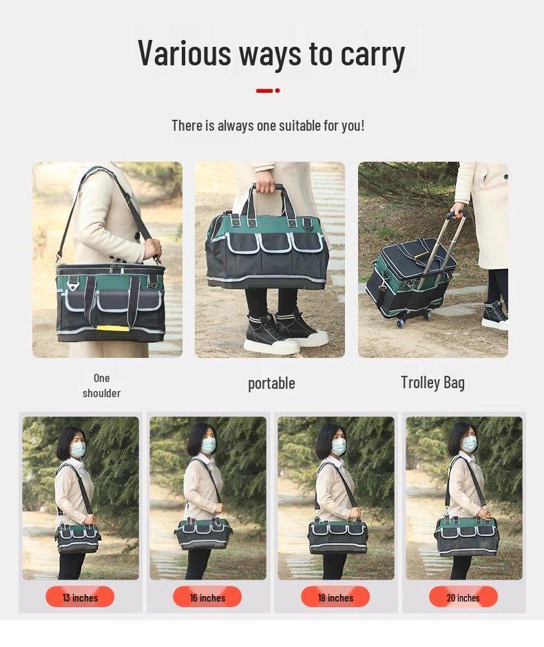 Slitstark axelverktygsväska i canvas för män - Multifunktionell, förtjockad, slitstark för elektriker & byggnadsarbetare