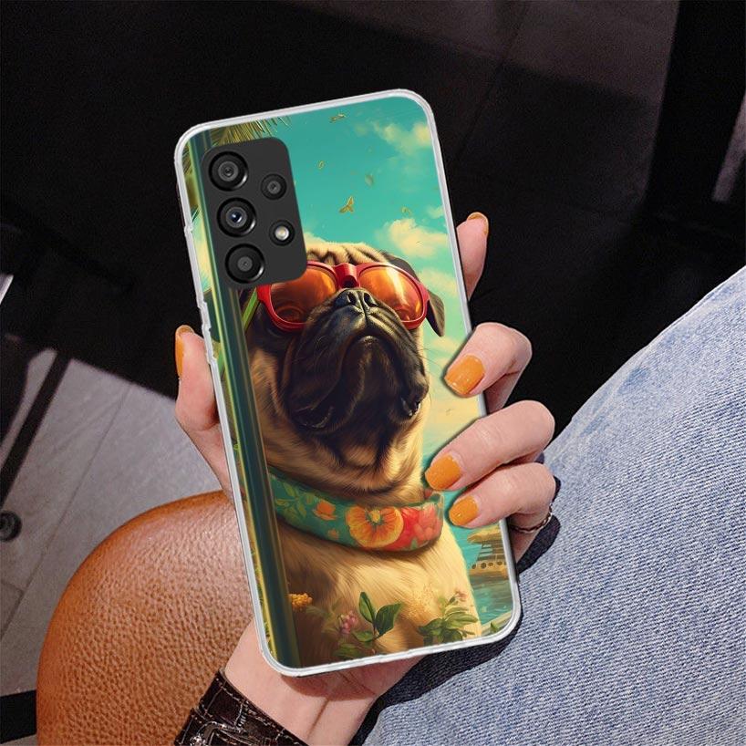 Love Pugs Cute Dog Phone Case For Samsung Galaxy A17 A16 A15 A14 A13 A57 A56 A55 A54 A53 A37 A36 A35 A34 A33 A26 A25 A24 A23 Gal
