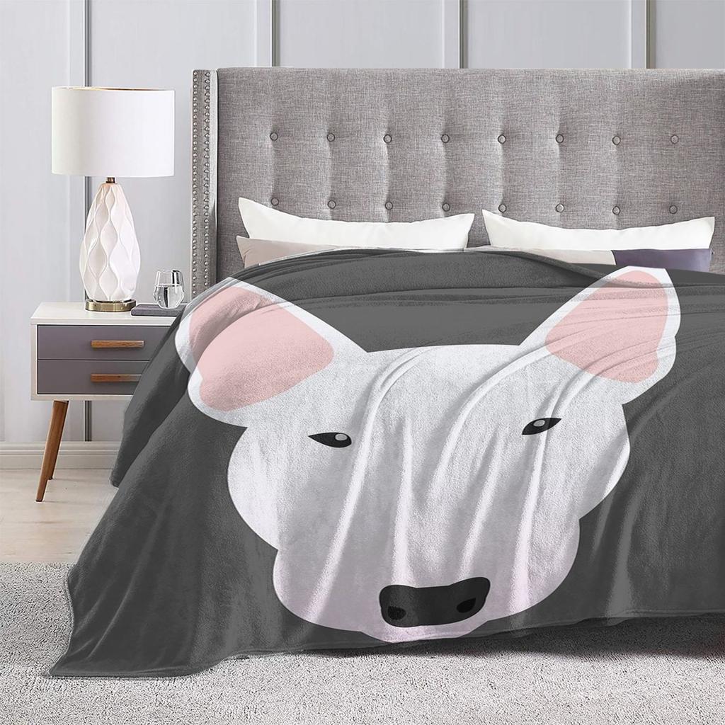 White Miniature Bull Terrier Blankets Soft Warm Flannel Throw Blanket Bedspread for Bed Living room Picnic Travel Home Sofa