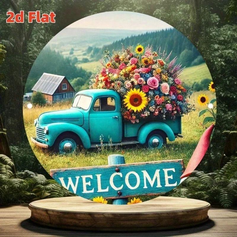 Round Metal Tin Sign Wall Art Home Living Room Office Cafe Decor 20x20cm