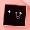 S925 Sterlingsilber Asymmetrische Stern Diamant Ohrstecker mit Kette für Damen - Mori Stil